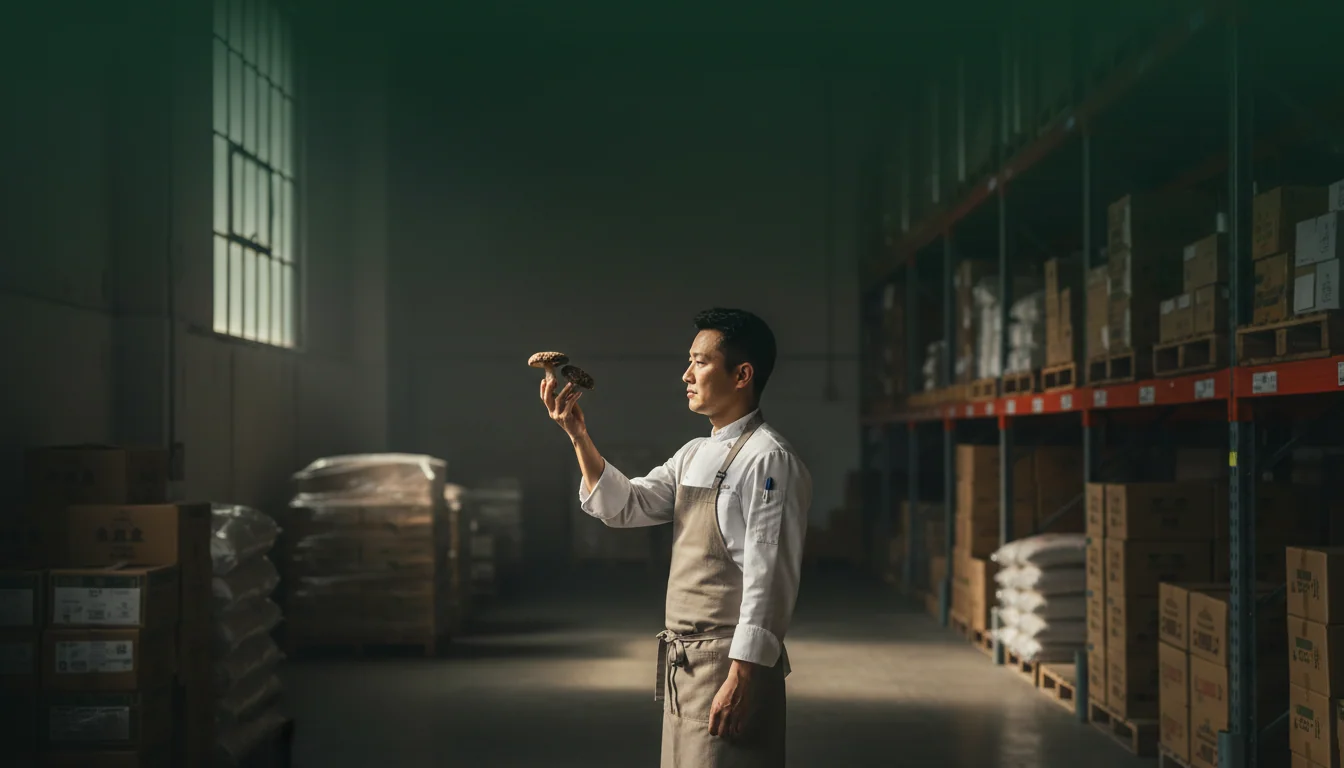 Warehouse shelves stocked with specialty ingredients